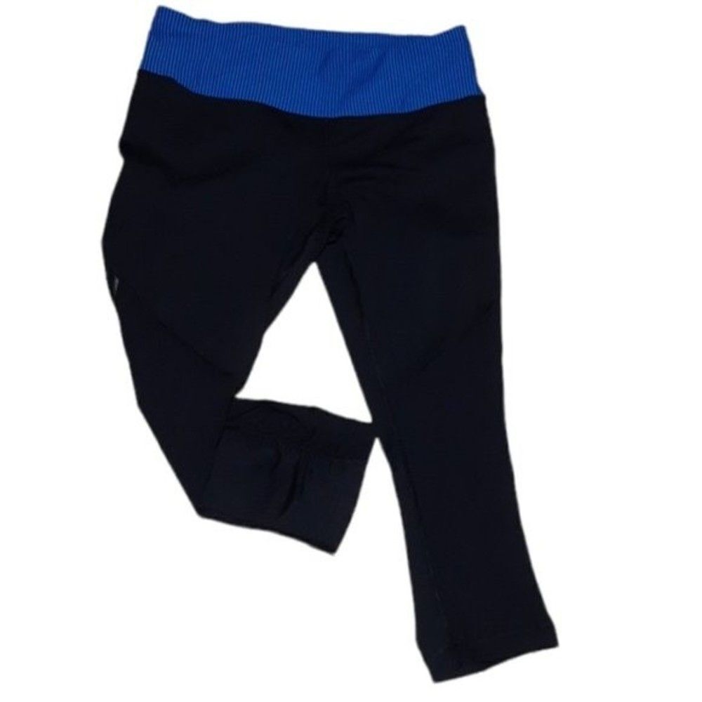 Lululemon Race With Grace Crop Mini Hyper Stripe Blue Women's Leggings Sz 8
